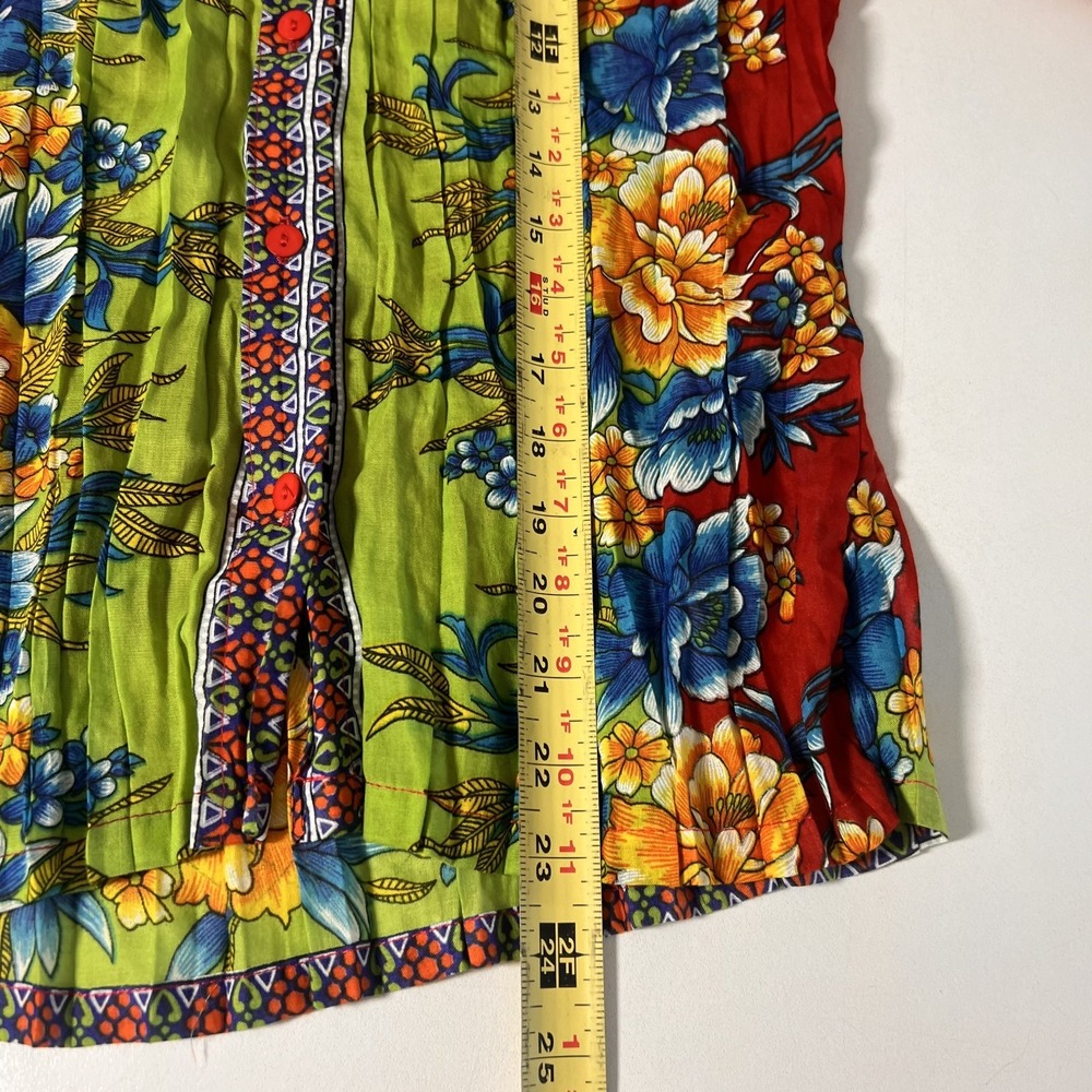 Roberta Freymann Shirt Small Multicolor Floral Crinkle Resort Boho Tropical - Picture 4 of 5